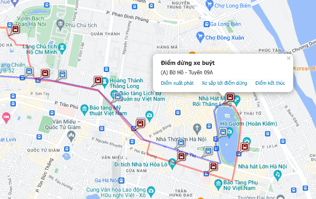 title :『 ハノイ市内バス全路線図⭐ハノイバス最新料金と乗り方 』画像説明文 :ボホー・カウザイバス停近辺にはタンロン水上人形劇場 (Nha Hat Mua Roi Thang Long)やホアンキエム湖、湖の中に浮かぶ歴史的寺院Ngoc Son Templeなどがあります。