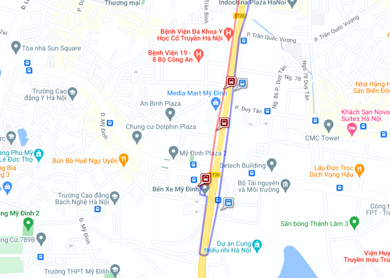 title :『 【ベトナム・ハノイバス路線図】空港＆市内も路線バス♪最新料金と乗り方 』画像説明文 :ミーディン バス ステーションは、ハノイの最大の乗降客を誇り、バスターミナルの正確な住所は、20 Pham Hung - My Dinh - Tu Liem - Hanoi になります。（ハノイ観光局）ミーディン バスターミナルへの市内バスは109以外に、16,30,33,34,44,46,が接続します。
