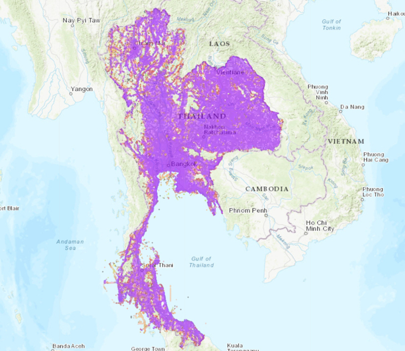 タイトル :『 タイのsimカードを購入したけど設定は？』見出し:『 タイの3G 4G 5G エリア』関連する重要なキーワード important!:『タイ、sim、SIM、購入、設定』画像の説明文 :タイの各キャリアの電波状況・エリア状況を見てみます先ず１位のAISですAIS 3G / 4G / 5G coverage map