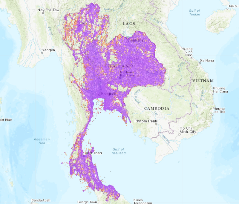 タイトル :『 タイのsimカードを購入したけど設定は？』見出し:『 タイの3G 4G 5G エリア』関連する重要なキーワード important!:『タイ、sim、SIM、購入、設定』画像の説明文 :日本の人口は１億2500万人ですがタイの人口は7100万人それなのに5Gのカバー状況はちょっと驚異的ですね２位のTrueですTrue 3G / 4G / 5G coverage map