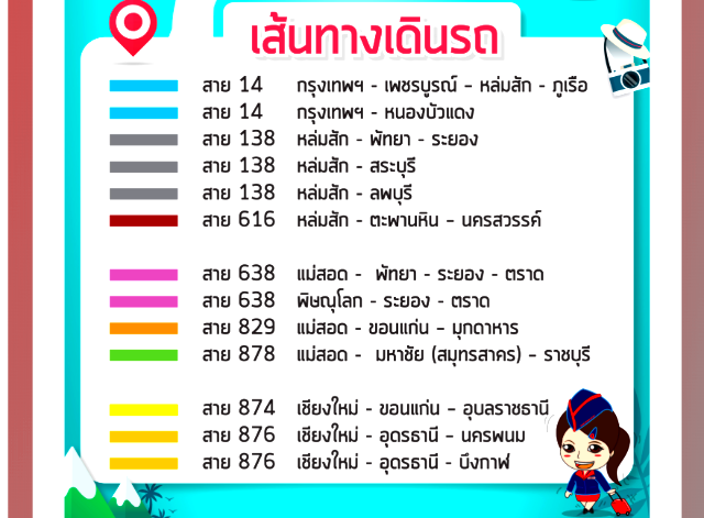タイトル :『 【チェンマイ】タイのPhetprasertバスを予約する』見出し:『 Phetprasert バスの路線と色分け』Keyword:『タイ、バス路線図、タイ バス路線図、タイ バス予約、タイ バス 支払い方法、タイ バス 見分け方』画像の説明文 :*Phetprasert バスの路線と色分け*ペットプラサート バス は路線毎に色分けしてあり、またバスの色も*路線の色を使っているので判りやすいですね*バス路線はそれぞれ路線番号で管理されているのも好感が持てます