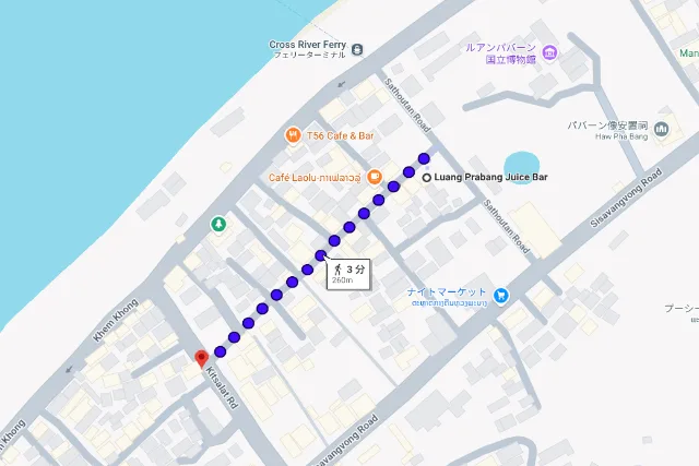 Title:『 ルアンパバーン 朝市の場所と時間』画像説明 :*ルアンパバーン 朝市の場所と時間*ルアンパバーン 朝市が開かれる場所はRoyal Peacock Boutique Hotel付近から*キサラット通りまでになります